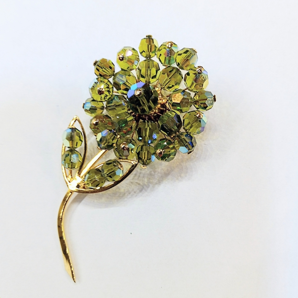 Vintage Crystal Flower Brooch